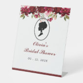 バジェットレッドローズ花模様ブリジェルトンブライダルシャワー 台座サイン (正面)