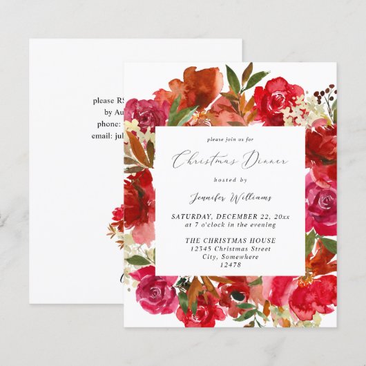 バジェットレッドローズ&ピンクフローラクリスマスディナー (正面/裏面)