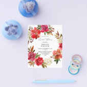 バジェットレッドローズ&ピンクフローラブライダルシャワー チラシ (シングル)