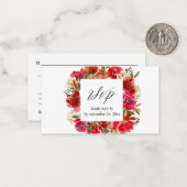 バジェットレッドローズ&ピンクフローラ2SMミール出欠確認 ノートカード (正面/裏面インサイチュ)