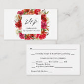 バジェットレッドローズ&ピンクフローラ2SMミール出欠確認 ノートカード (正面/裏面)