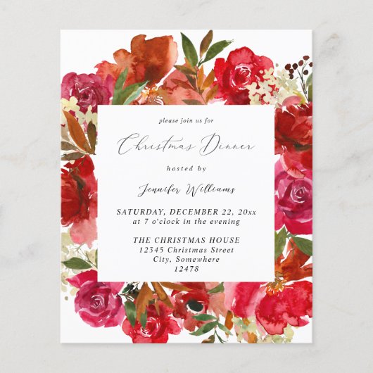 バジェットレッドローズ&ホワイトフローラクリスマスディナー チラシ (正面)