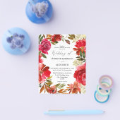 バジェットレッドローズ&ホワイトフローラ2結婚ズフライヤー チラシ (シングル)