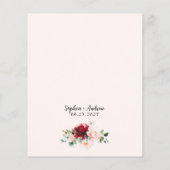 バジェットレッドローズ&金ゴールドフローラ結婚式招待状 (裏面)