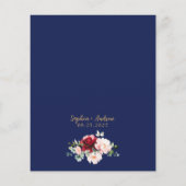 バジェットレッドローズ&金ゴールドフローラ結婚式招待状 (裏面)