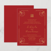 バジェットレッド&金ゴールドダブル中国のハピネス結婚ズ (正面/裏面)