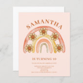 バジェットレトロボホーレインボー10th誕生日招待状 (正面/裏面)