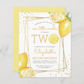 バジェットレモンウォーターカラー2nd誕生日パーティー招待状 (正面/裏面)
