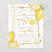 バジェットレモンウォーターカラー2nd誕生日パーティー招待状 (正面)