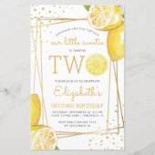 バジェットレモンウォーターカラー2nd誕生日パーティー招待状 (正面)