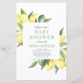 バジェットレモンシトラスモダンベビーシャワー招待状 (正面)