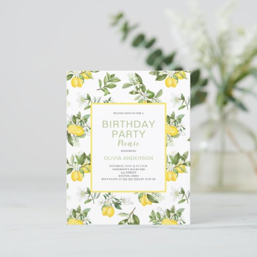 バジェットレモンシトラス誕生日ピクニック招待状 (スタンド正面)