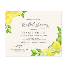 バジェットレモンライムシトラスブライダルシャワー招待