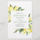 バジェットレモン任意の年齢の誕生日パーティーの招待 (正面)