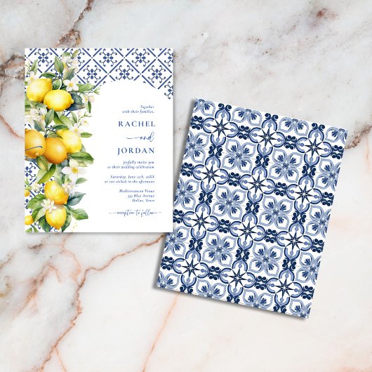 バジェットレモン地中海の結婚式招待状