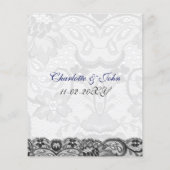 バジェットレースリボン結婚ネイビーのメニューカード (裏面)