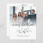 バジェットロゴ写真会社の葉メリークリスマス (正面/裏面)