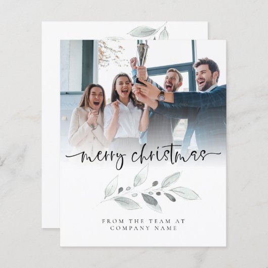 バジェットロゴ写真会社の葉メリークリスマス (正面/裏面)