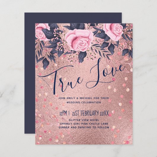 バジェットロセゴールド結婚ブルーピンクガーリーズGlam (正面/裏面)