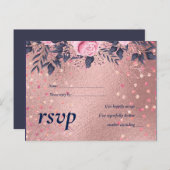 バジェットロセゴールド結婚ブルーピンクガーリーズGlam インビテーションポストカード (正面/裏面)