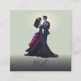 バジェットロマンチックなゴシック好モダンきQRコードRSVP エンクロージャーカード