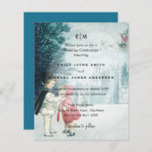 バジェットロマンチックなヴィンテージクリスマスウェディング招待 (正面/裏面)