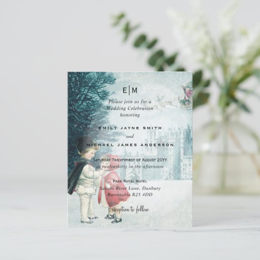 バジェットロマンチックなヴィンテージクリスマスウェディング招待 (スタンド正面)