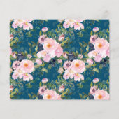 バジェットロマンチックフローラブルーカップルシャワー招待状 (裏面)