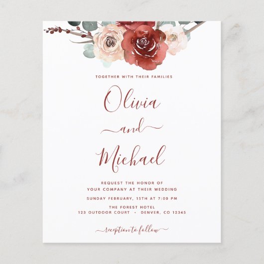 バジェットロマンチック写真ブルゴーニュ結婚の秋 チラシ (正面)