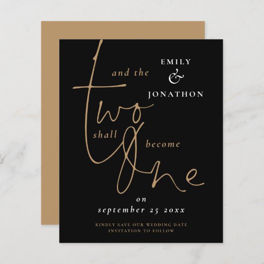 バジェットロマンチック引用文ブラック結婚金ゴールドズ救デート (正面/裏面)