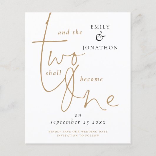 バジェットロマンチック引用文ホワイト結婚金ゴールドの救日付 (正面)