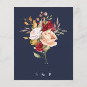 バジェットロマンチック秋フローラネイビーブルー結婚ズ (裏面)