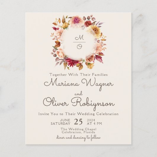 バジェットロマンチック秋フローラ結婚アイボリー (正面)