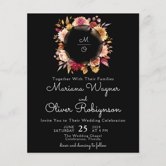 バジェットロマンチック秋フローラ結婚ブラック (正面)