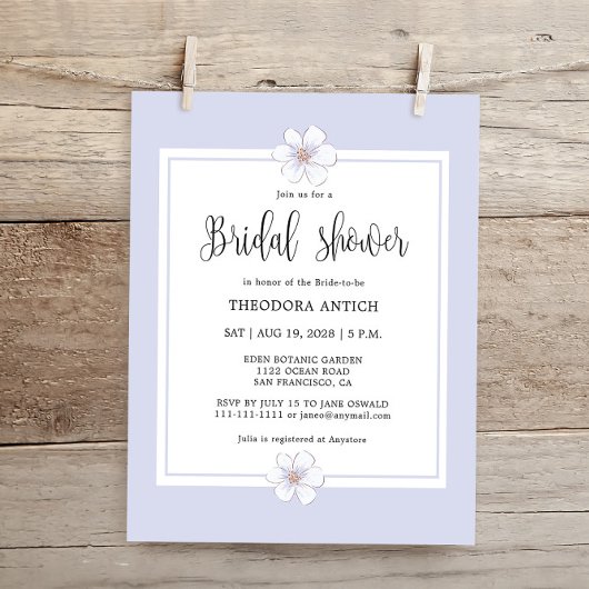 バジェットロマンチック薄紫フローラブライダルシャワー