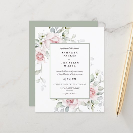 バジェットロマンチック |フローラ結婚のフライヤー (正面/裏面インサイチュ)