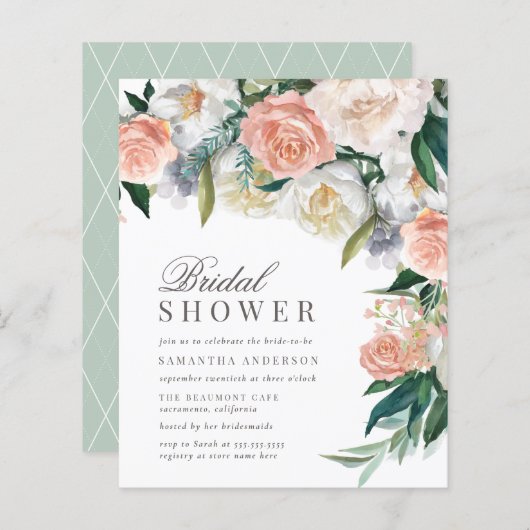 バジェットロマンティックウォーター色フローラブライダルシャワー (正面/裏面)