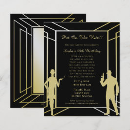 バジェットローリング20フラッパーガールアールデコ招待状