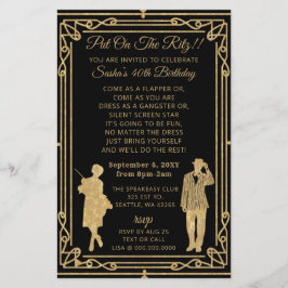 バジェットローリング20フラッパー女の子ギャング招待状