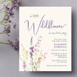 バジェットワイルドフラワーウォーターカラーベビーシャワー招待状