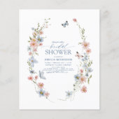 バジェットワイルドフラワーエレガントブライダルシャワーへの招待 (正面)
