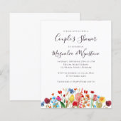 バジェットワイルドフラワーカップルのシャワー招待状 (正面/裏面)