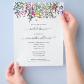 バジェットワイルドフラワーズフローラブライダルシャワー招待 チラシ (手)