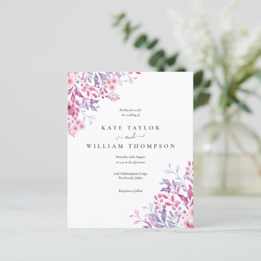 バジェットワイルドフラワーズフローラ結婚式招待状 (スタンド正面)