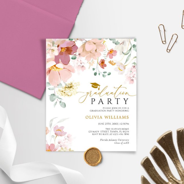 バジェットワイルドフラワーズ卒業パーティー招待状 (クリエイターアップロード済み)