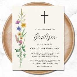 バジェットワイルドフラワーバプテスマ招待状