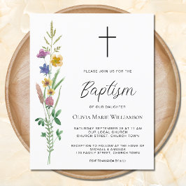 バジェットワイルドフラワーバプテスマ招待状