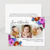 バジェットワイルドフラワーフォトベビーサンキューカード (正面/裏面)