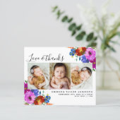 バジェットワイルドフラワーフォトベビーサンキューカード (スタンド正面)