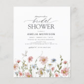 バジェットワイルドフラワーフローラブライダルシャワー招待 (正面)